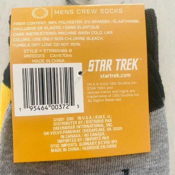 NEW 2 Star Trek The Original Series Crew Socks Captain Kirk and Spock - Picture 8 of 9